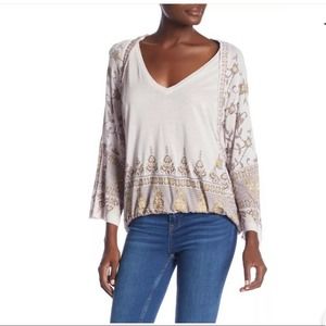 FREE PEOPLE Medallion Ivory Print Oversized Shirt